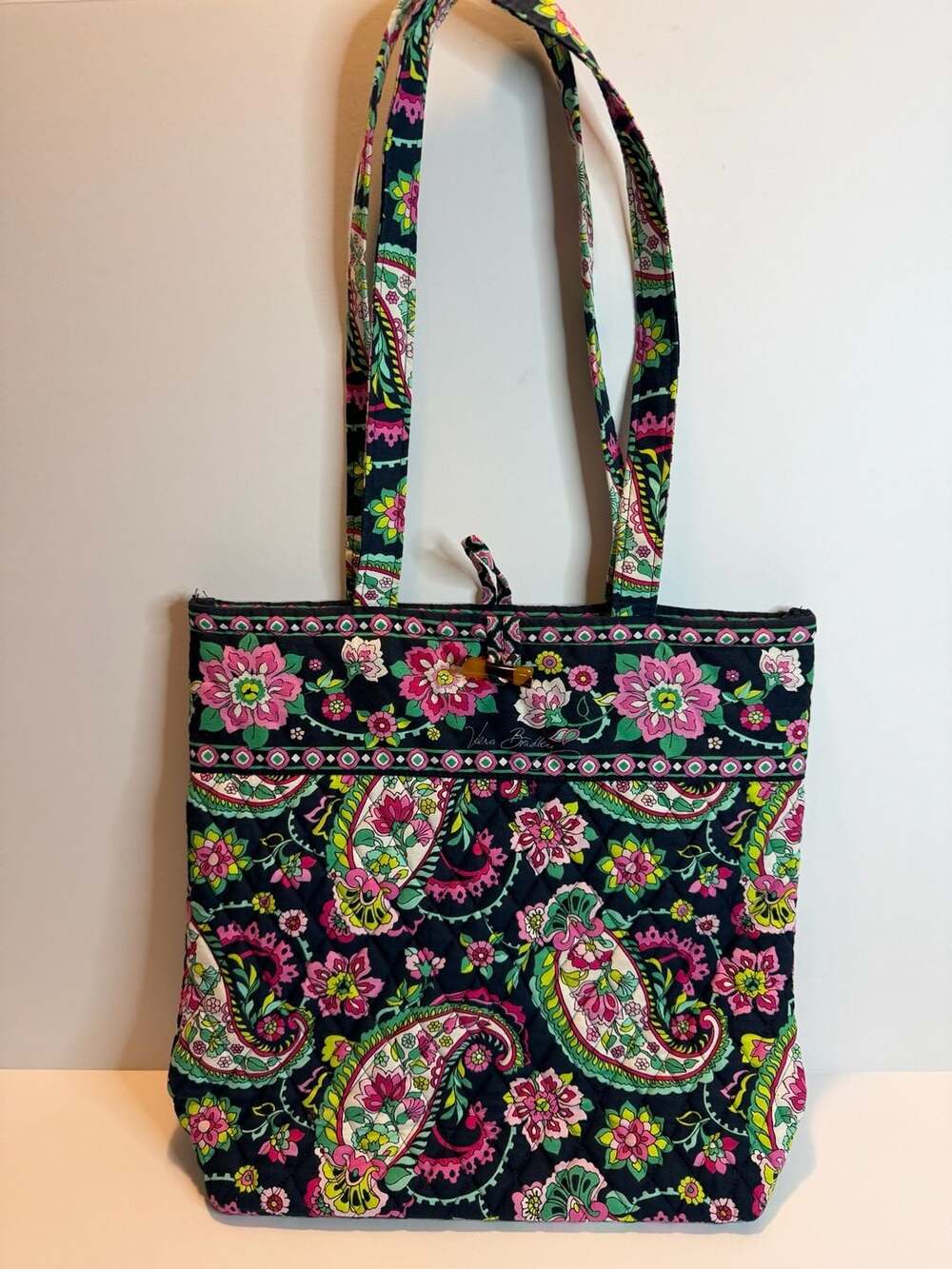 Vera Bradley Quilted Tote Bag Petal Paisley Black Floral